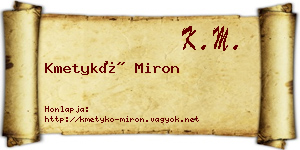 Kmetykó Miron névjegykártya